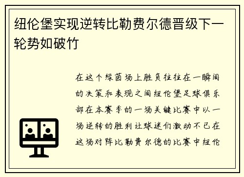 纽伦堡实现逆转比勒费尔德晋级下一轮势如破竹